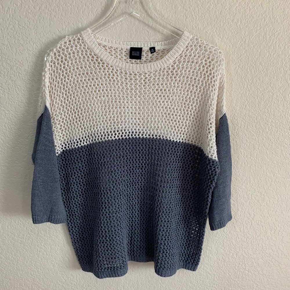 Saks linen crocheted sweater